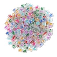 Acryl Alphabet Perlen, DIY & Emaille, gemischte Farben, 4x7.7x8.5mm, 100PCs/Tasche, verkauft von Tasche