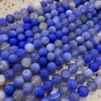Natürliche Streifen Achat Perlen, DIY, blau, Länge:ca. 38 cm, verkauft von Strang