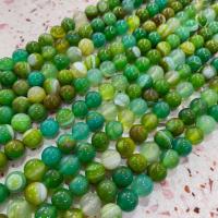 Natürliche Streifen Achat Perlen, DIY, grün, Länge:ca. 38 cm, verkauft von Strang