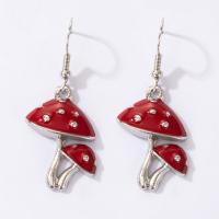 Enamel Zinc Alloy Drop Earring, mushroom, fashion jewelry & for woman, red 