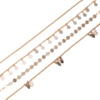 Pulseras para el Tobillo en Aleación de Zinc, con 5.5cm extender cadena, chapado, 4 piezas & Joyería & para mujer, Vendido por Set
