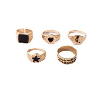Zink-Legierung Ring Set, Zinklegierung, goldfarben plattiert, 5 Stück & Modeschmuck & für Frau & Emaille, goldfarben, verkauft von setzen