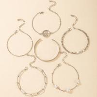 Fashion Zinc Alloy Bracelets, with 5.5cm extender chain, plated, 6 pieces & fashion jewelry & for woman, silver color cm 