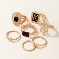 Zink-Legierung Ring Set, Zinklegierung, plattiert, 7 Stück & Modeschmuck & für Frau & Emaille, goldfarben, verkauft von setzen