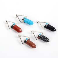 Gemstone Brass Pendants, Natural Stone, with Brass, Conical, platinum color plated & Unisex 