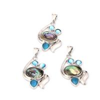 Abalone Shell Pendants, with Zinc Alloy, platinum color plated, Unisex, multi-colored 