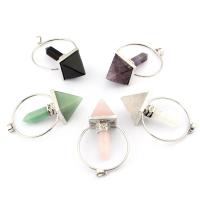 Gemstone Jewelry Pendant, Natural Stone, with Zinc Alloy, platinum color plated & Unisex 62mm 
