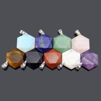 Gemstone Jewelry Pendant, Natural Stone, Hexagon & Unisex & faceted 