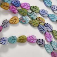 Dyed Shell Beads, Leaf, plated, DIY, mixed colors Approx 