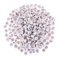 Acryl Alphabet Perlen, rund, DIY & Emaille, Roségold, 4x7mm, 100PCs/Tasche, verkauft von Tasche
