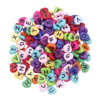 Acrylic Alphabet Beads, Heart, DIY & enamel, mixed colors 