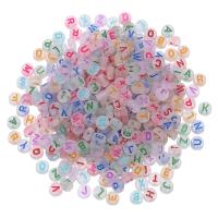 Acryl Alphabet Perlen, rund, DIY & Emaille & satiniert, gemischte Farben, 4x7mm, 100PCs/Tasche, verkauft von Tasche