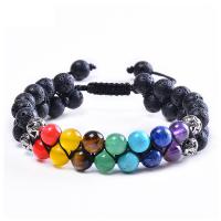 Gemstone Woven Ball Bracelets, with Knot Cord, Double Layer & Unisex, 16mm Approx 7.5-11.8 Inch 