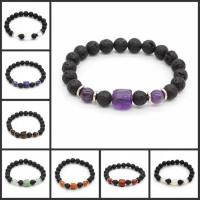 Gemstone Bracelets, with Lava & Zinc Alloy & Unisex, 11*9*9mm,8mm Approx 7 Inch 