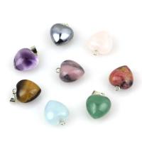 Драгоценный камень Ожерелья, Латунь, с Полудрагоценный камень, Сердце, различные материалы для выбора & Мужская длина:Приблизительно 20 дюймовый, продается PC