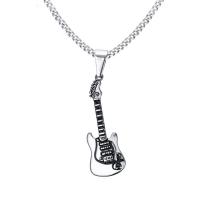 304 Stainless Steel Pendant, Guitar, for man, original color 