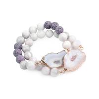 Gemstone Bracelets, with Zinc Alloy, Round, gold color plated, Druzy Geode Style & fashion jewelry & for woman Approx 18 cm 