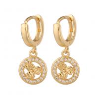 Huggie Hoop Drop Earring, laiton, Placage de couleur d'or, pavé de micro zircon & pour femme Vendu par paire