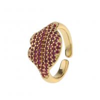 Cubic Zirconia Micro Pave Brass Finger Ring, Lip, gold color plated, Adjustable & micro pave cubic zirconia & for woman 