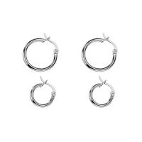 Sterling Silver Huggie Hoop Earring, 925 Sterling Silver, Donut, platinum color plated & for woman 