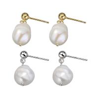 925 Sterling Silver Drop Earring, with Freshwater Pearl, plated, for woman 