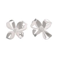 925 Sterling Silver Stud Earring, Flower, plated, for woman 