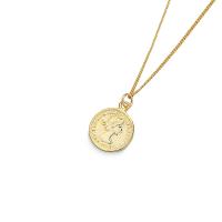 Sterling Silver Jewelry Necklace, 925 Sterling Silver, with 2.16 inch extender chain, Flat Round, gold color plated, for woman Approx 14.96 Inch 