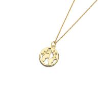 Sterling Silver Jewelry Necklace, 925 Sterling Silver, with 2.16 inch extender chain, Flat Round, gold color plated, for woman & hollow Approx 14.96 Inch 