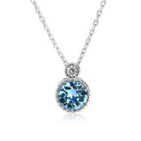 Crystal Necklace, 925 Sterling Silver, with Crystal, with 1.96 inch extender chain, platinum color plated, for woman, blue Approx 15.74 Inch 
