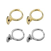 925 Sterling Silver Huggie Hoop Drop Earring, Eye, plated, for woman & with rhinestone 