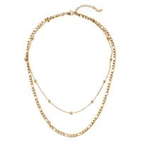 Stainless Steel Chain Necklace, 304 Stainless Steel, with 1.97inch extender chain, Vacuum Plating, Double Layer & fashion jewelry & Unisex Approx 17.72 Inch 