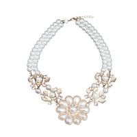Plastic Pearl Necklace, with Zinc Alloy, zinc alloy lobster clasp, for woman & with rhinestone, mixed colors cm 