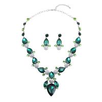 Crystal Jewelry Sets, Zinc Alloy, earring & necklace, with Crystal, zinc alloy lobster clasp, zinc alloy post pin, for woman & with rhinestone 15-60mm cm 