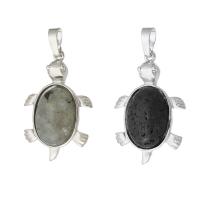 Gemstone Brass Pendants, with Gemstone, Turtle, fashion jewelry & DIY Approx 5mm 
