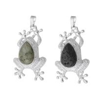 Gemstone Brass Pendants, with Gemstone, Frog, fashion jewelry & DIY Approx 5mm 