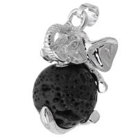 Lava Pendants, Brass, with Lava, Elephant, fashion jewelry & DIY, black Approx 5mm 