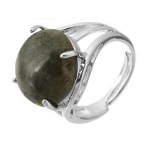 Gemstone Brass Finger Ring, with Labradorite, fashion jewelry & DIY, green, 16mm, US Ring 