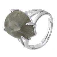 Gemstone Brass Finger Ring, with Labradorite, Teardrop, fashion jewelry & DIY & faceted, green, 18mm, US Ring 