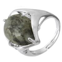 Gemstone Brass Finger Ring, with Labradorite, fashion jewelry & DIY, green, 21mm, US Ring 