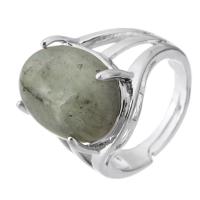 Gemstone Brass Finger Ring, with Labradorite, fashion jewelry & DIY, green, 19.5mm, US Ring 