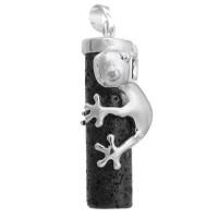 Lava Pendants, Brass, with Lava, Gecko, fashion jewelry & DIY, black Approx 5mm 