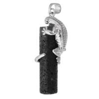 Lava Pendants, Brass, with Lava, Lizard, fashion jewelry & DIY, black Approx 5mm 