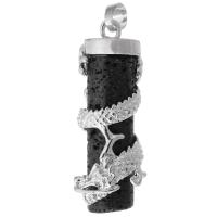 Lava Pendants, Brass, with Lava, Dragon, fashion jewelry & DIY, black Approx 5mm 