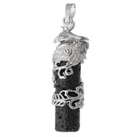 Lava Pendants, Brass, with Lava, Phoenix, fashion jewelry & DIY, black Approx 5mm 