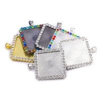 Zinc Alloy Pendant Cabochon Setting, Square, plated, DIY & with rhinestone 25mm 