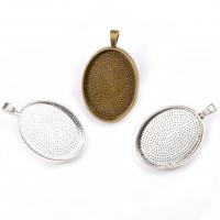 Zinc Alloy Pendant Cabochon Setting, with Glass, Oval, plated, DIY 
