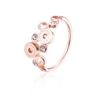 Titanium Steel Finger Ring, Donut, Vacuum Ion Plating & for woman & with rhinestone, rose gold color, 7mm 