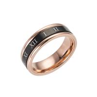 Titanium Steel Finger Ring, Donut, Vacuum Ion Plating, rotatable & for woman, black, 6mm 