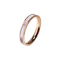 Titanium Steel Finger Ring, with White Shell, Donut, Vacuum Ion Plating & for woman, rose gold color, 2.5mm 