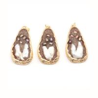 Cultured Freshwater Pearl Brass Pendant, with Freshwater Pearl & Resin, Teardrop, gold color plated, DIY 